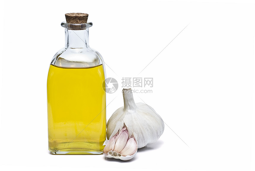 地中海香料和橄榄油辣椒敷料瓶子美食胡椒豆子树叶食物烹饪桂冠图片