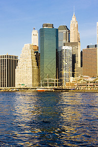 美国纽约市曼哈顿风光摩天大楼世界建筑物河流景观城市旅行市政建筑学图片