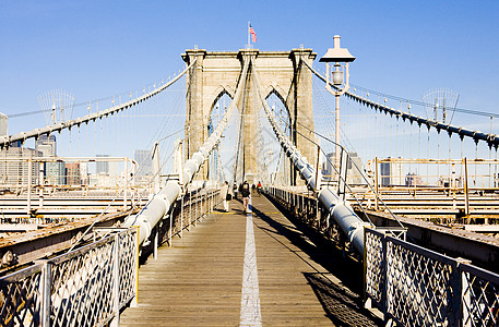 美国纽约市曼哈顿布鲁克林大桥位置旅行景观建筑学电缆建筑地标桥梁建筑物风光图片