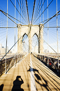 美国纽约市曼哈顿布鲁克林大桥外观建筑学旅行位置市政建筑物世界地标建筑拱门图片