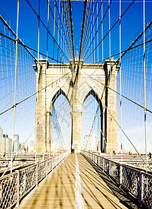 美国纽约市曼哈顿布鲁克林大桥外观电缆旅行地标建筑物桥梁拱门景观建筑学建筑图片