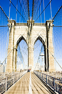 美国纽约市曼哈顿布鲁克林大桥电缆建筑物外观城市桥梁建筑学位置世界地标拱门图片