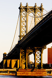 美国纽约市曼哈顿大桥建筑学城市外观位置世界河流桥梁建筑地标建筑物图片