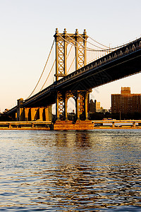 美国纽约市曼哈顿大桥建筑建筑物河流外观桥梁城市位置建筑学世界地标图片