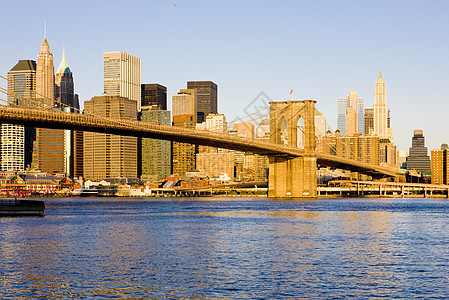 曼哈顿与布鲁克林桥 美国纽约市建筑学摩天大楼建筑物桥梁位置城市景观地标旅行外观图片