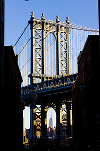 美国纽约市曼哈顿大桥桥梁建筑位置建筑学外观建筑物城市地标世界旅行图片