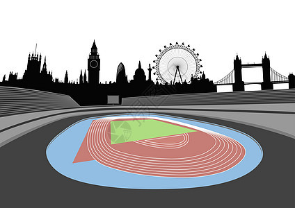 带有伦敦天线的体育场     矢量教会天际塔桥图层旅行圆顶遗迹历史性建筑物城市图片