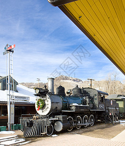美国科罗拉多铁路博物馆的干机车车站蒸汽火车站位置装置旅行外观世界博物馆运输图片