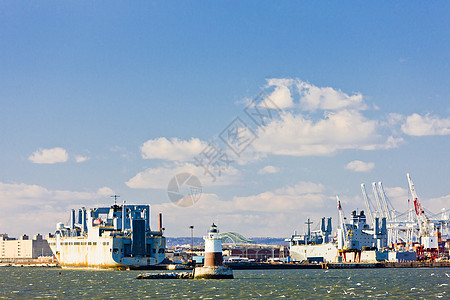美国上纽约湾港港口水运运输位置工业船运航运业水手水路世界血管图片