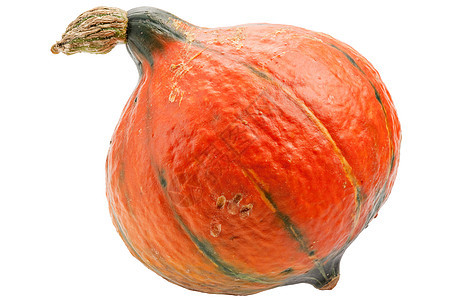 橙色南瓜在白色背景中被孤立水平葫芦宏观绿色蔬菜工作室水果摄影季节橙子图片