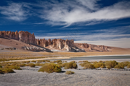智利萨拉德塔拉的岩石大教堂池塘天空勘探高原寂寞地区地形编队荒野沙漠图片