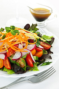 花园沙拉敷料桌子香脂营养刀具蔬菜萝卜美食食物午餐图片