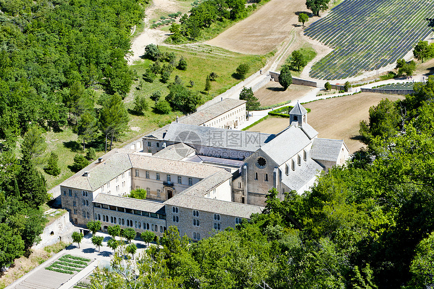 法国普罗旺斯普罗旺斯Senanque修道院外观旅行历史性鸟瞰图建筑学世界位置建筑教会景点图片