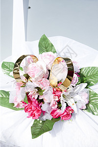 婚礼装饰仪式传统婚姻花朵静物戒指联盟结婚珠宝庆典图片