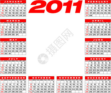 2011年矢量日历程序调度日程杂志时间日记红色新年规划师年度图片