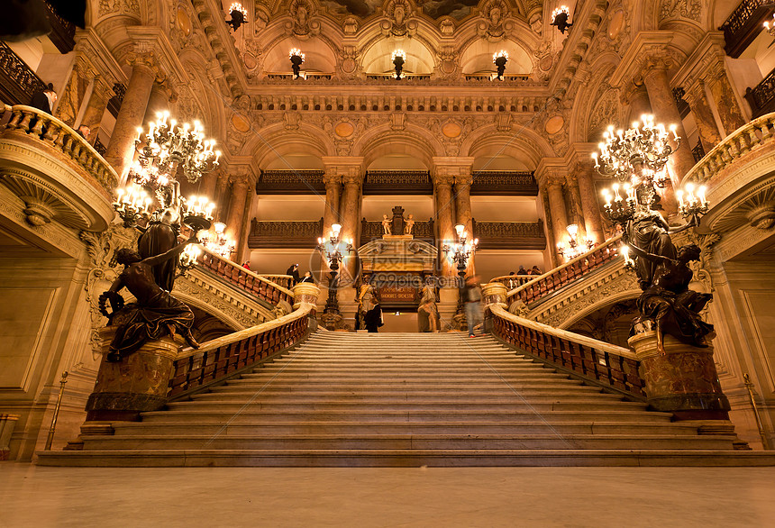 巴黎大歌剧院内地大厅楼梯枝形歌剧天花板音乐会宫殿画廊吊灯历史性图片