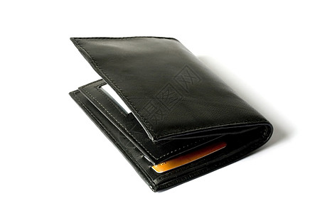 黑钱包商业财富信用储蓄白色黑色皮革购物背景图片