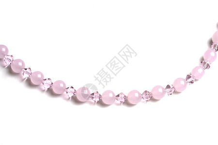 美丽的粉红色珠子串礼物宝藏魅力白色奢华展示石头脖子珠宝女性图片