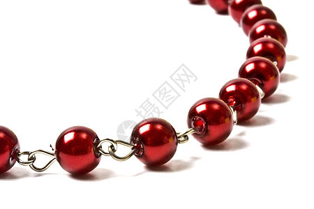 美丽的红色珠珠子串首饰女性宝石礼物项链魅力宏观宝藏装饰品脖子图片