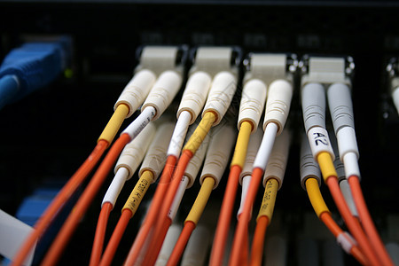 光纤纤维电缆数据中心高科技千兆互联网局域网路由器通讯宽带激光橙子图片