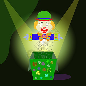 小丑弹簧盒乐趣木偶玩具马戏团插图图片