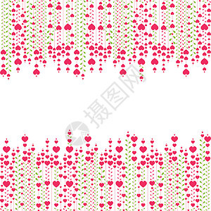 情人节的背景 矢量图示绿色季节粉色绘画蓝色叶子棕色墙纸植物插图图片