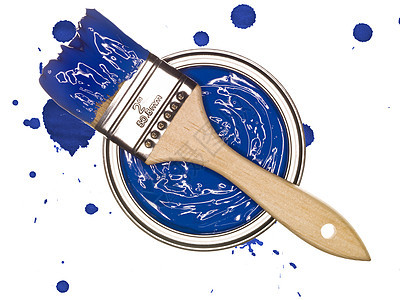 蓝油漆用刷刷子鸟瞰图颜色飞溅绘画画笔色彩圆圈材料漩涡蓝色图片