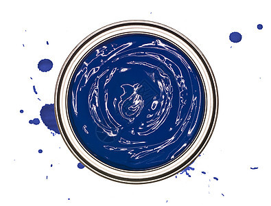 蓝油漆罐鸟瞰图颜色绘画摄影漩涡材料圆圈蓝色飞溅家装图片