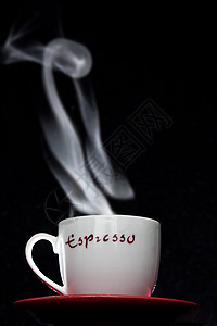 埃斯法咖啡创造力黑色戏剧性茶托白色杯子咖啡杯蒸汽庆典图片