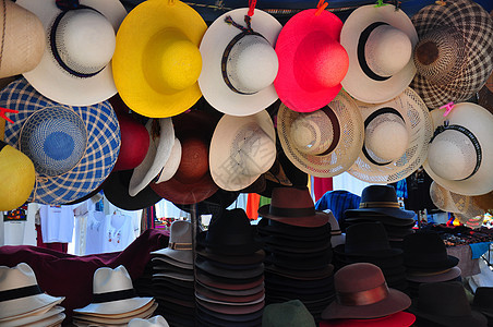 巴拿马帽子市场草帽旅行文化手工业工艺手工旅游图片