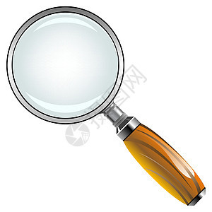 装有木柄的放大玻璃镜片金属放大镜学习查询物品乐器勘探侦探检查图片
