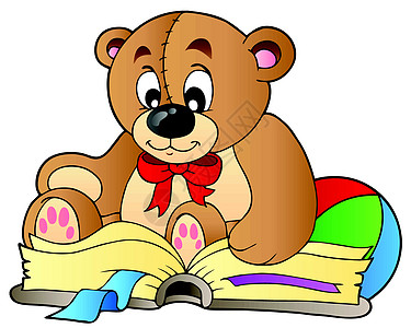 可爱的泰迪熊阅读书图片