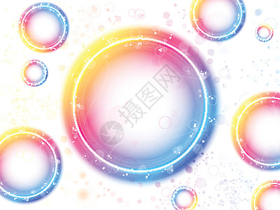 彩虹圈泡泡背景 与闪烁和斯华尔斯刷子红色墙纸运动插图火花框架绘画装饰品圆圈图片