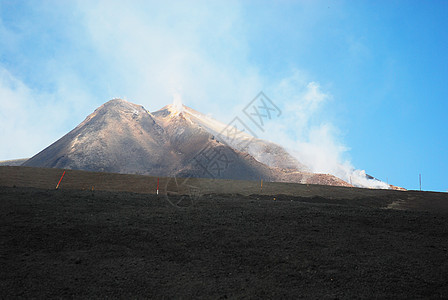 伏尔卡诺埃塔纳烟雾天空灰尘火山蓝色图片