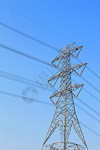 电力传输塔天空电缆力量网络线路蓝色基础设施活力商业电压图片