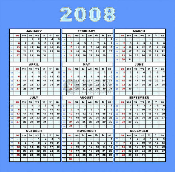 2008日历颜色图片