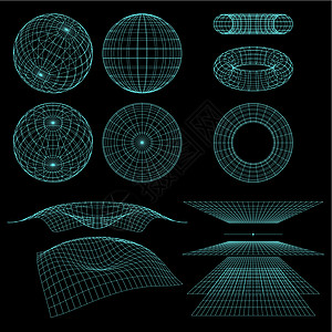 几何 数学和透视有线框架符号图片