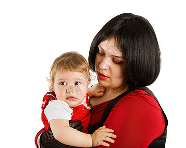 抱着哭着婴儿的母亲帮助眼泪肩膀痛苦工作室孩子家庭女孩哭泣女儿图片
