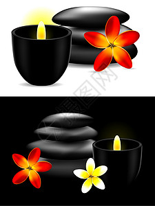 斯帕热石 花朵和蜡烛     矢量增压图片