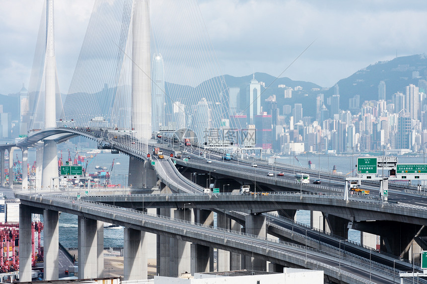 香港海洋辉光地标运输场景市中心车辆景观城市天空图片