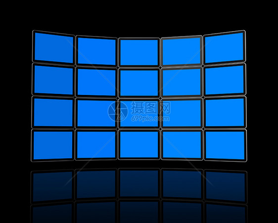 平面电视屏幕墙壁视频电脑显示器展示反射平板电子邮件软垫娱乐互联网蓝色图片