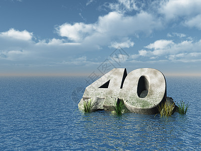 40个纪念碑岩石数学地平线纪念日数数生日插图海洋庆典多云图片