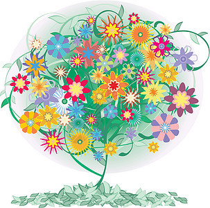 Floral 矢量树装饰森林衬套风格装饰品季节木头背景图片