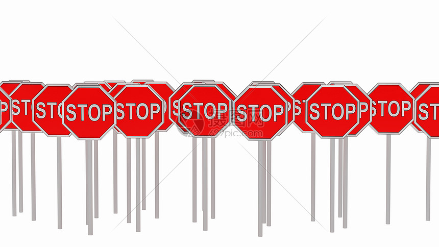 停止路标红色白色警告插图八角形图片