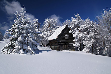 雪中山庄木头季节寂寞小屋建筑学假期阳光国家住宅乡村图片