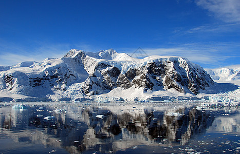 南极地貌的清晰水晶反射图片