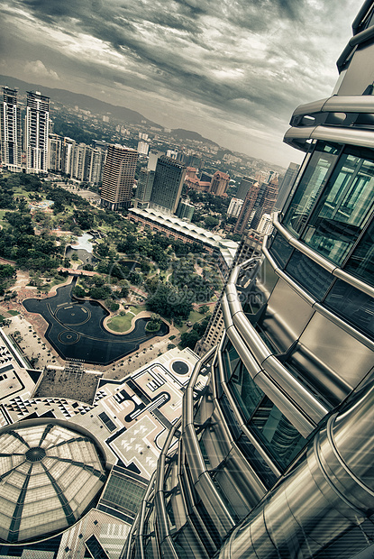 从吉隆坡查看玻璃城市文化假期天空场景双胞胎景观地标金属图片