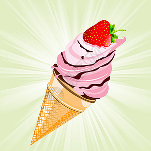 带草莓的冰淇淋绘画味道收藏香草胡扯卡通片食物甜点糖果晶圆图片