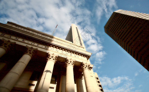 在温尼伯的蒙特利尔旧银行大楼旅行玻璃风景蓝色天空城市水平弱光建筑建筑学图片