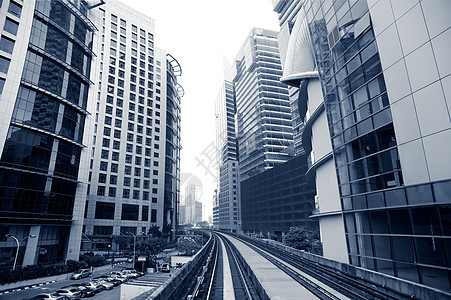 商务办公室车站蓝色场景过境乘客商业铁路城市摩天大楼生活图片